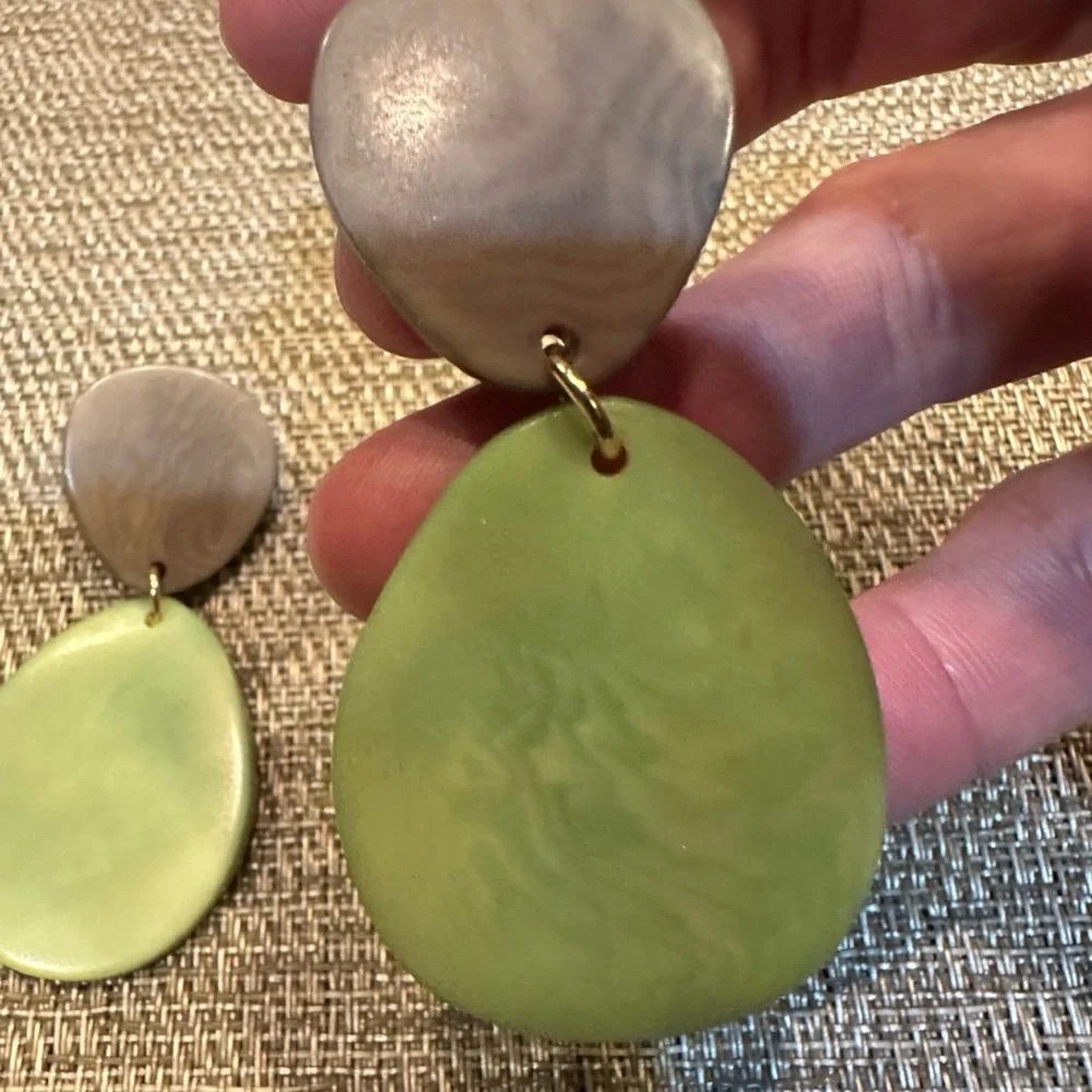 Elegant Green and Brown Earrings